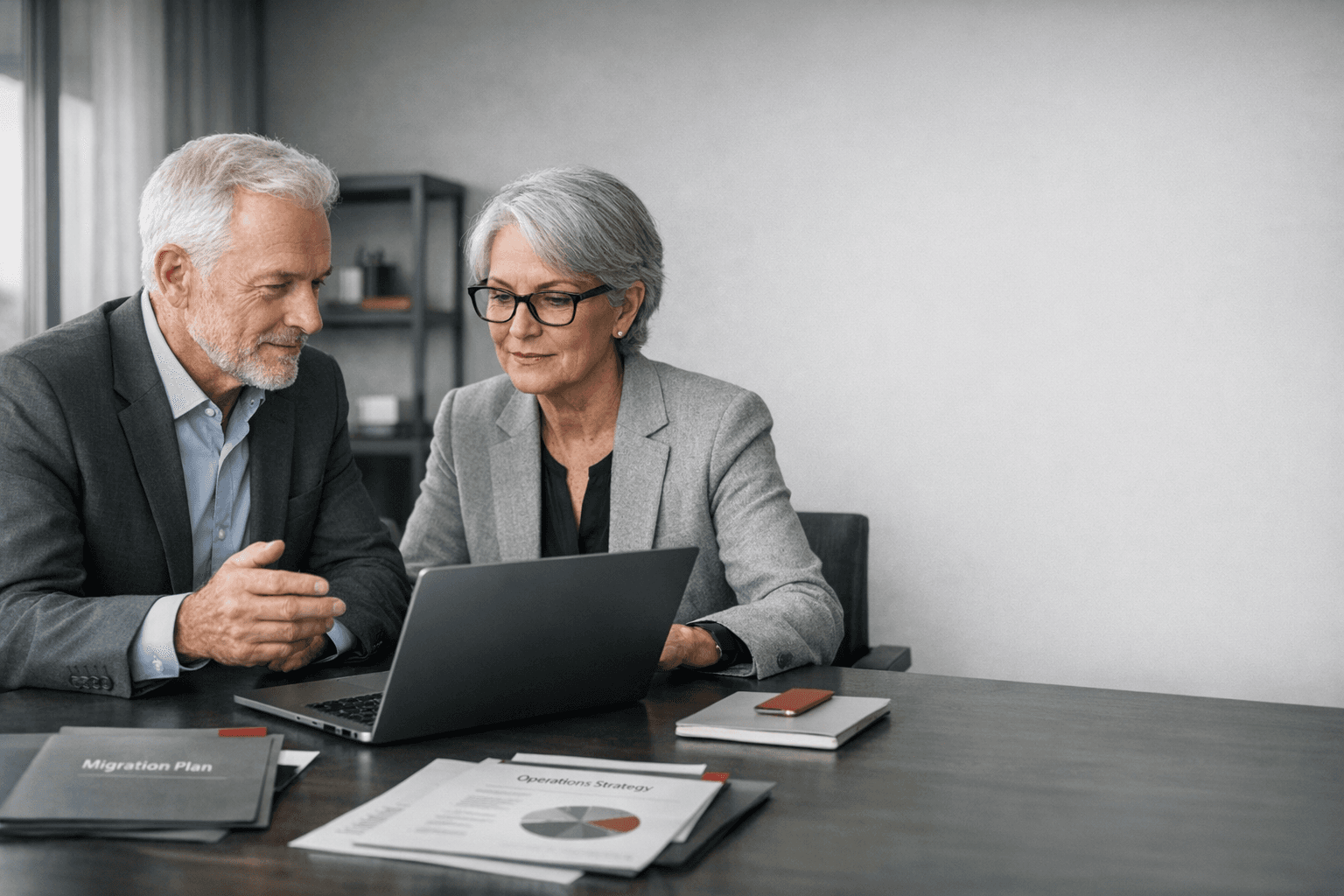 Laplink case study cover image showing a migration planning conversation